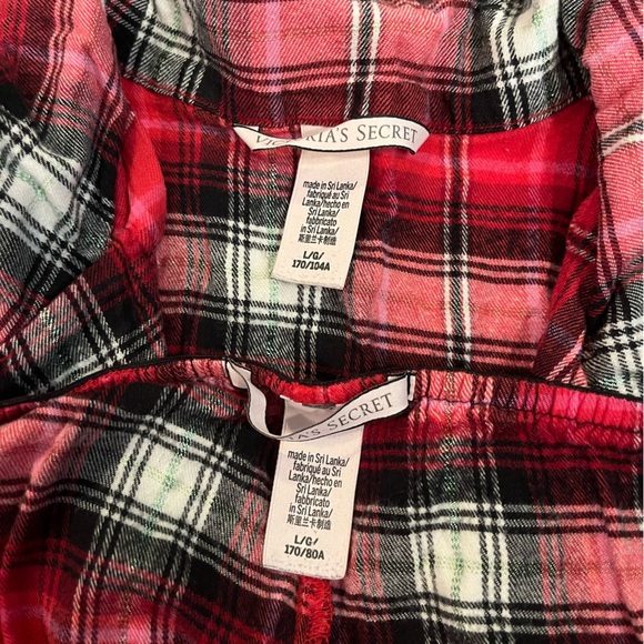 Victoria's Secret | Bright Cherry Plaid Flannel Pajama Shorts Set Size Large - Picture 2 of 4